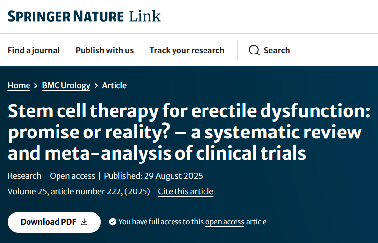 Meta分析证实干细胞治疗勃起功能障碍的短期疗效(基于6项研究75例患者) 2 20250924200106 68d3dd8247d6e