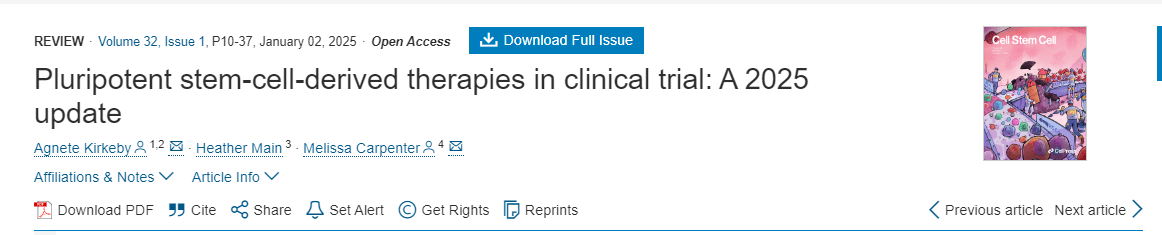 多能干细胞治疗安全吗?全面解析其临床风险与最新安全性进展 2 临床试验中的多能干细胞衍生疗法:2025 年更新