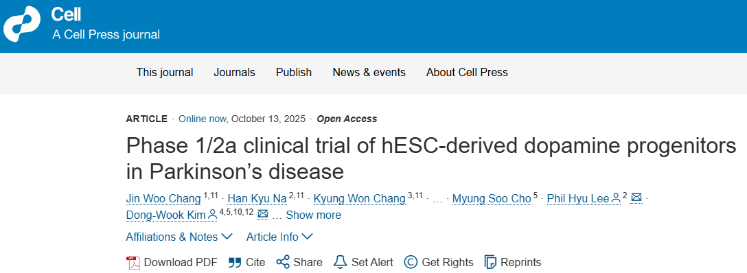 韩国胚胎干细胞治疗帕金森病新突破，12个月后运动症状显著改善，且高剂量疗效更佳