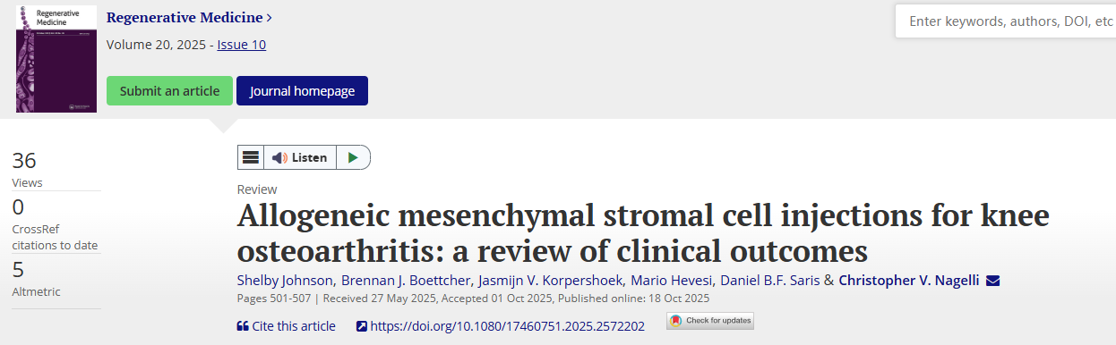 注射間充質(zhì)干細(xì)胞治療膝骨關(guān)節(jié)炎:11項(xiàng)研究證實(shí)可長(zhǎng)期緩解疼痛且安全性良好 1 注射間充質(zhì)干細(xì)胞治療膝骨關(guān)節(jié)炎:11項(xiàng)研究證實(shí)可長(zhǎng)期緩解疼痛且安全性良好