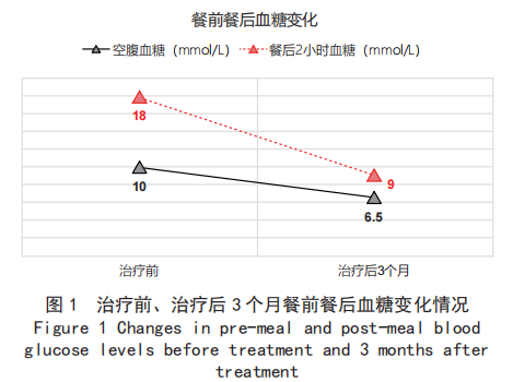 脐带间充质干细胞治疗2型糖尿病:3次输注(间隔4周)助20年患者实现从胰岛素依赖到自主控糖 3 图1治疗前、治疗后 3 个月餐前餐后血糖变化情况