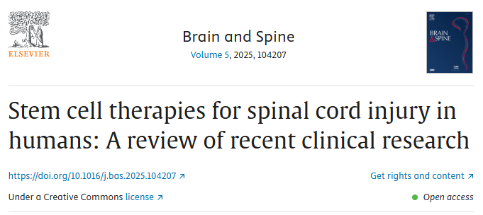 最新综述!2025年干细胞治疗脊髓损伤的临床研究进展 3 最新综述!2025年干细胞治疗脊髓损伤的临床研究进展