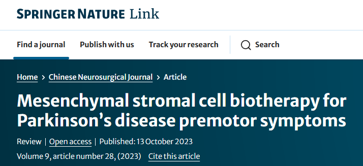 间充质干细胞治疗帕金森病运动前症状的研究进展
