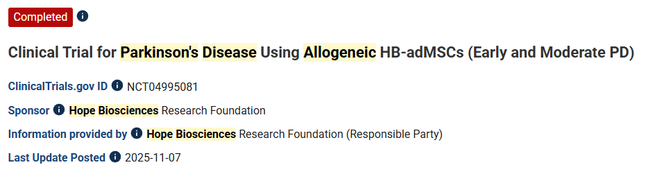 支持推进干细胞治疗帕金森病,美国希望生物科学研究基金会发布II期临床积极结果 2 ScreenShot 2025 12 24 153506 381