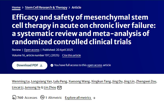 间充质干细胞治疗急性加慢性肝衰竭的疗效和安全性：随机对照临床试验的系统评价和荟萃分析