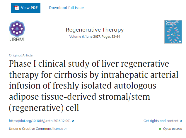 一项针对肝硬化患者的肝脏再生疗法的I期临床研究