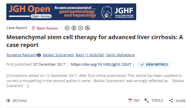 间充质干细胞治疗晚期肝硬化：病例报告