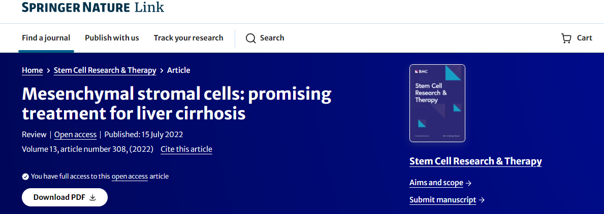 间充质干细胞：治疗肝硬化的一种有前景的方法