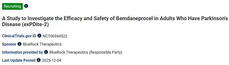 帕金森病治疗的双重突破:短期症状改善与长期疾病修正疗法进入临床后期 4 ScreenShot 2026 01 08 104242 978