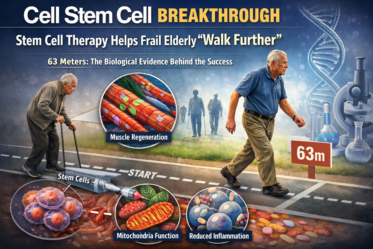 《Cell Stem Cell》重磅：干细胞疗法改善老年衰弱让老人“走得更远”，63米突破背后的证据