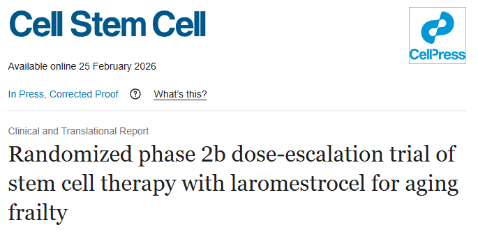 《Cell Stem Cell》重磅：干细胞疗法改善老年衰弱让老人“走得更远”，63米突破背后的证据