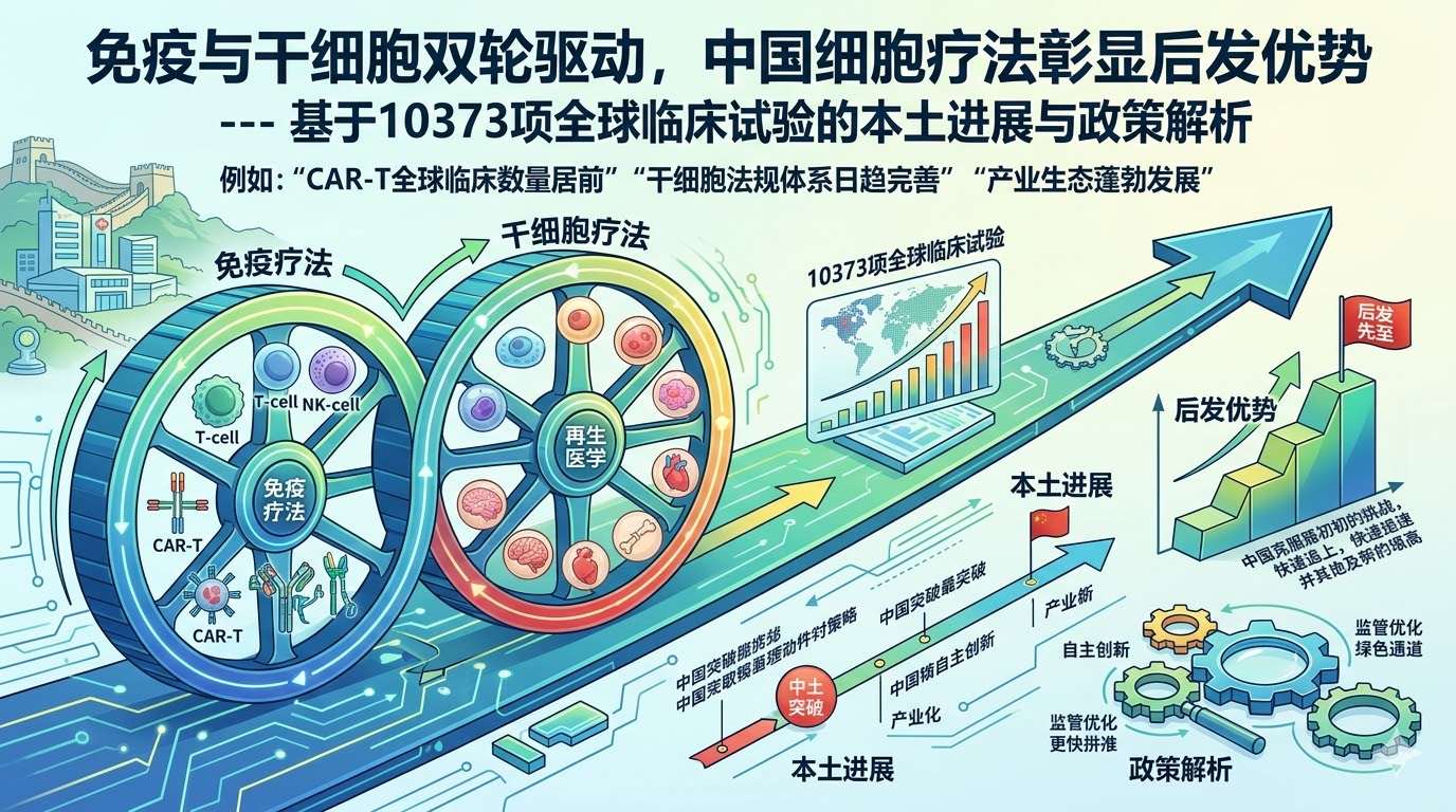免疫与干细胞双轮驱动，中国细胞疗法彰显后发优势–基于10373项全球临床试验的本土进展与政策解析