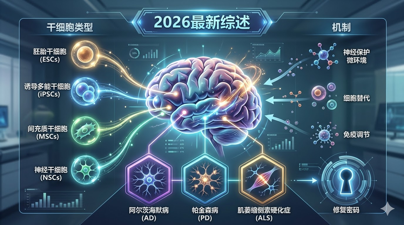干细胞治疗神经退行性疾病：2026最新综述，解析AD、PD与ALS的修复密码
